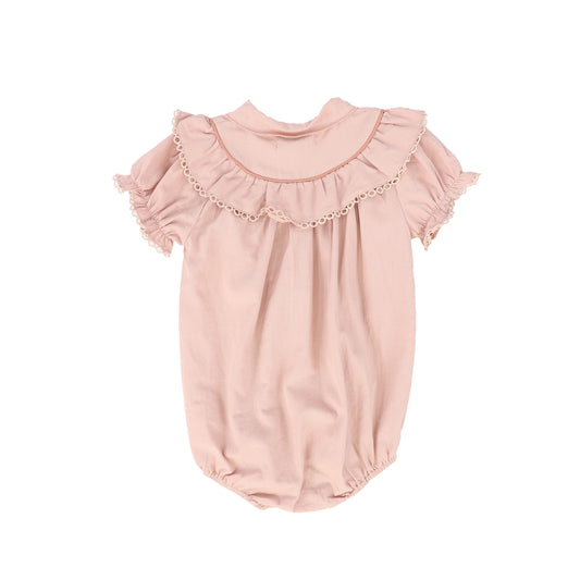 Pink Cotton Contrast Trim Romper