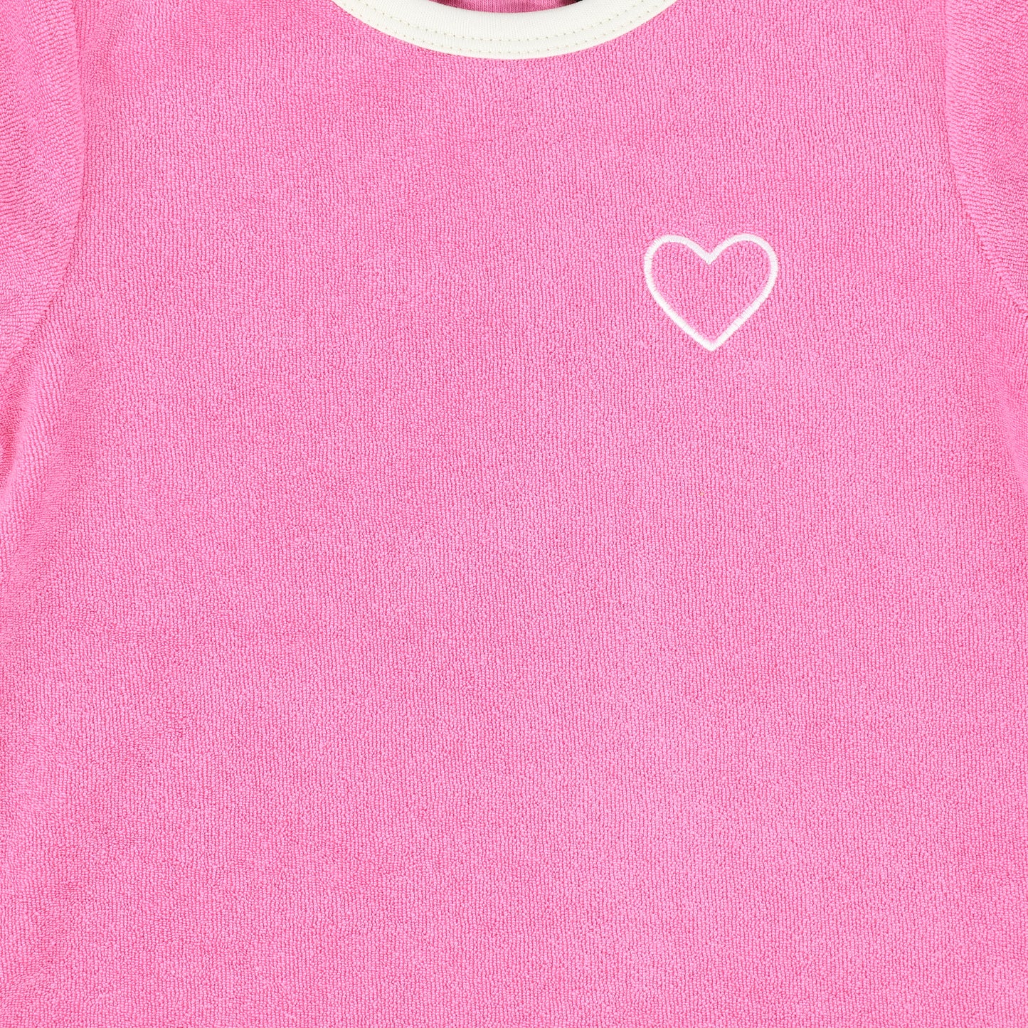 Trimmed Terry Tee- Fuchsia Pink