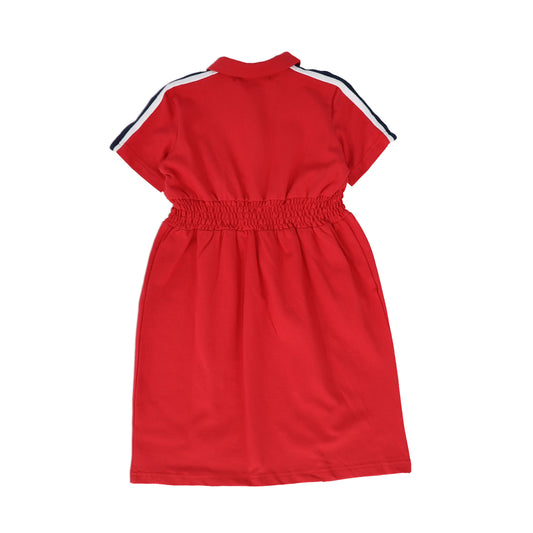 Pique Varsity Stripe Dress- Red