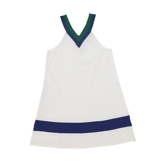 Pique Varsity V-neck Dress