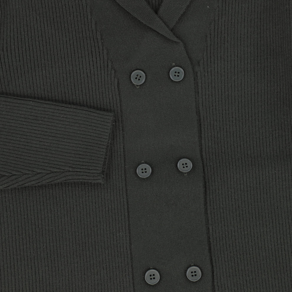 Ribbed Knit Double Breasted Blazer - Hunter Green