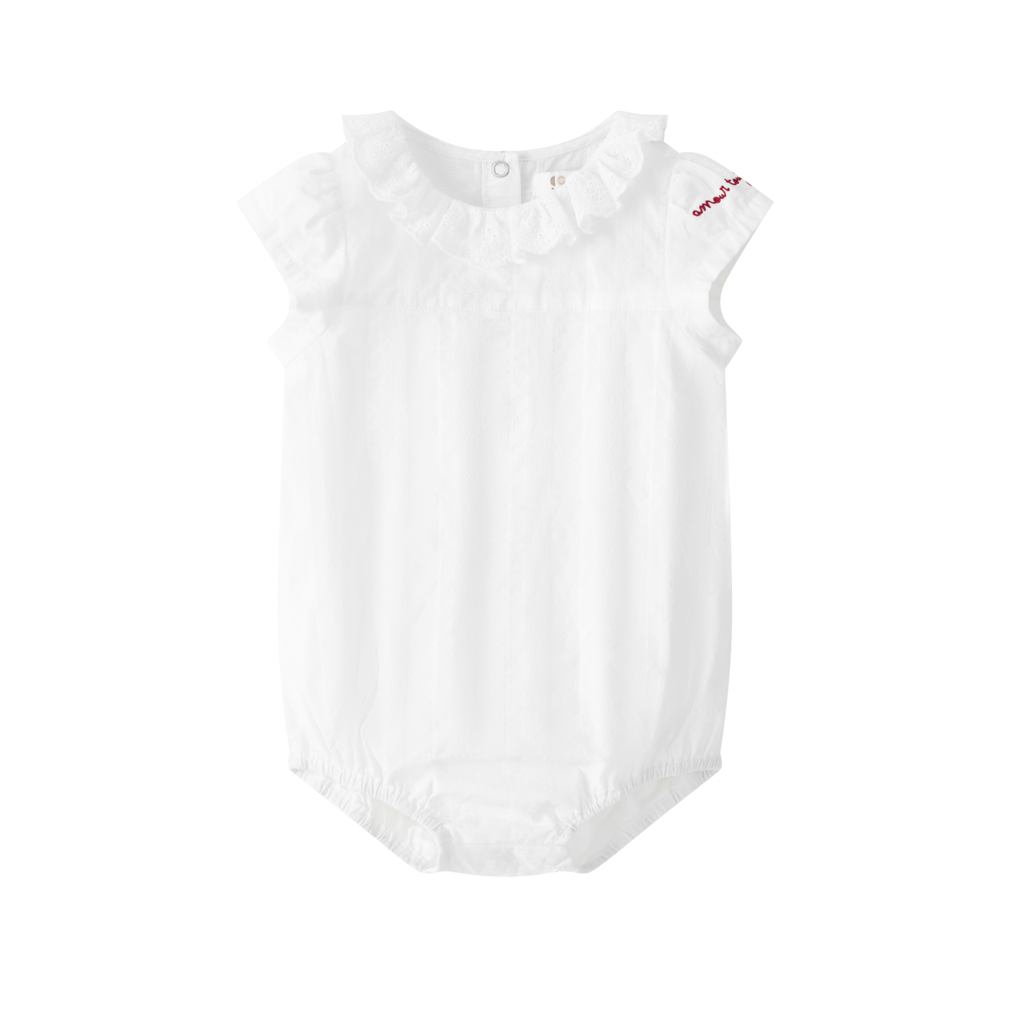 White Ruffle Collar Romper