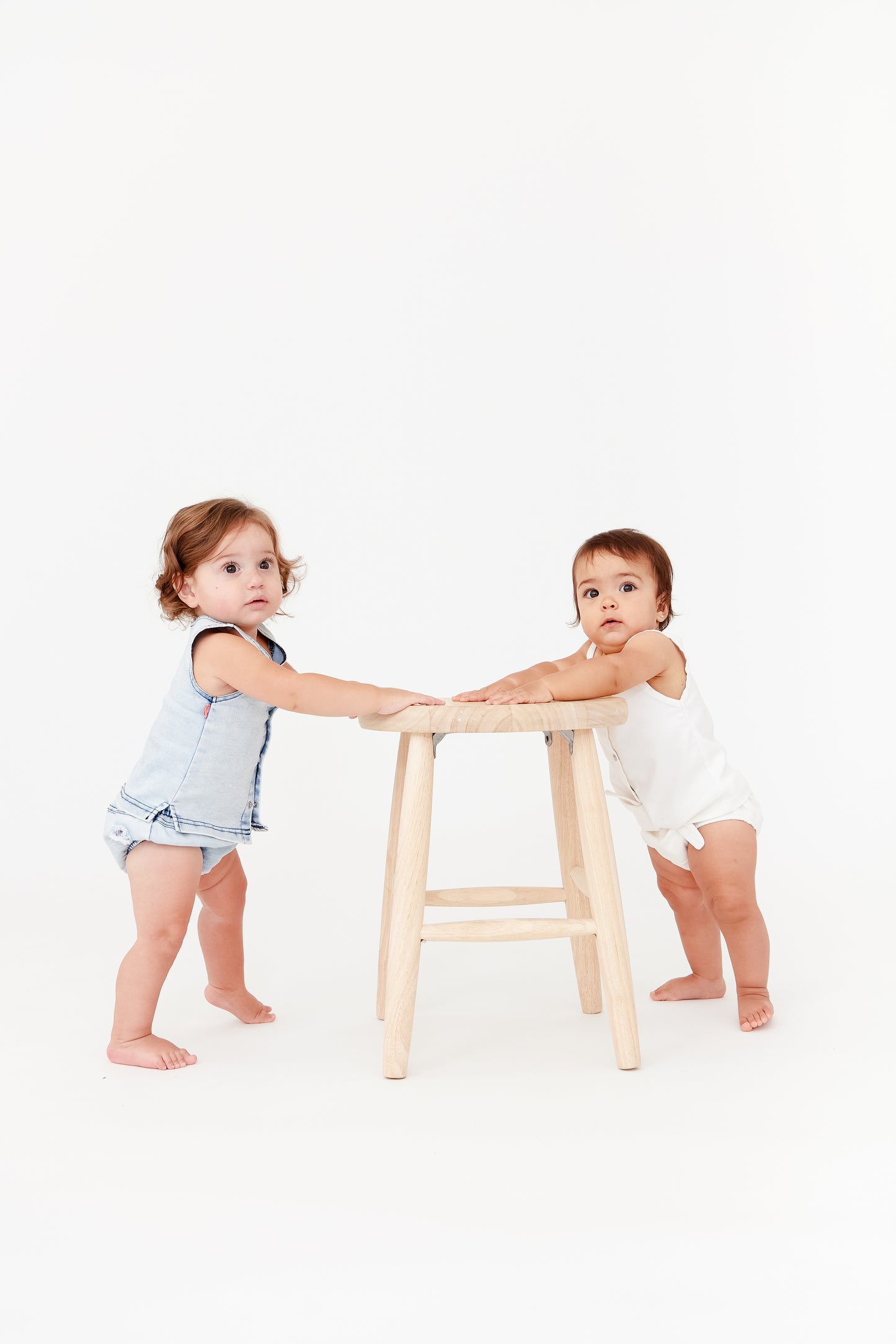 White Denim Flared Shorts Set