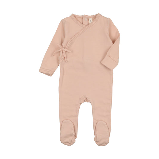 Brushed Cotton Wrapover Footie Pale Pink