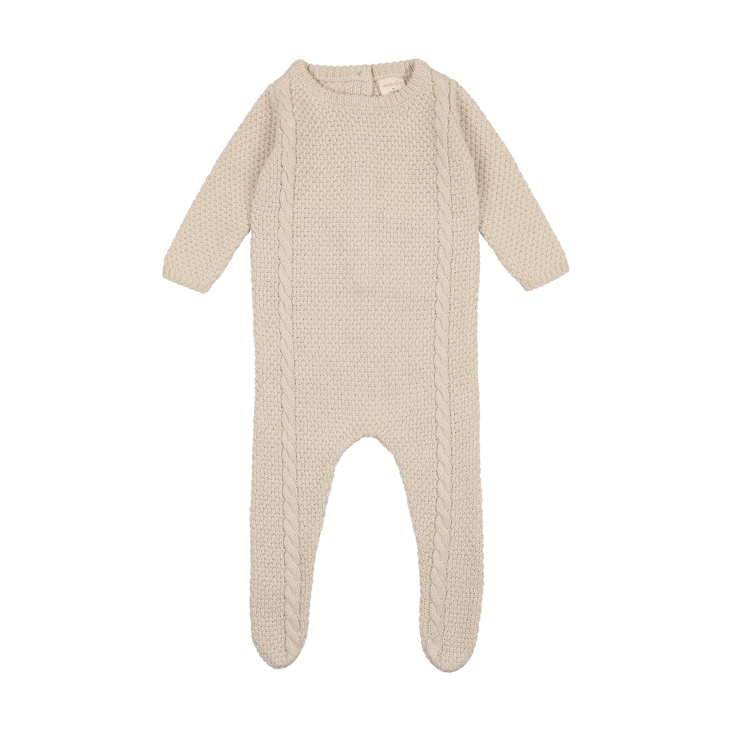 Cable Knit Footie Natural