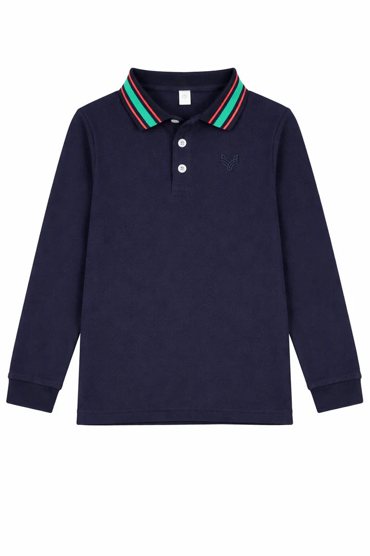 Navy with Green and Orange Stripe - L/S