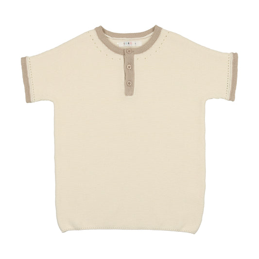 Boys Crew Sweater buttons in the front- Cream