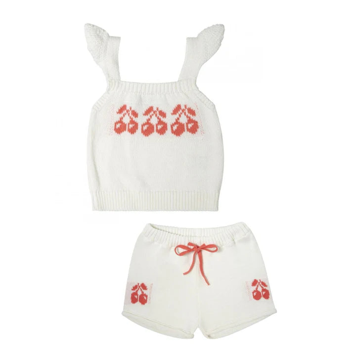 Cherries Jacquard Knit Top and Shorts Set