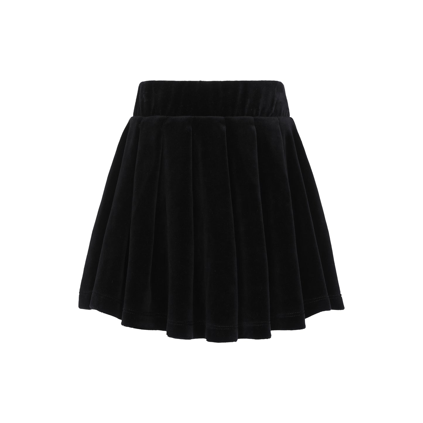 Black Velour Pleated Skirt