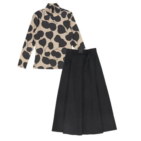 Print Cotton Turtleneck