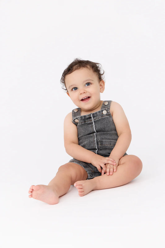 Grey Denim Two-Tone Overalls