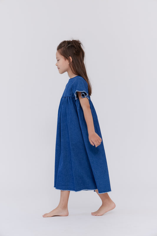 Blue Edge Stitch Dress