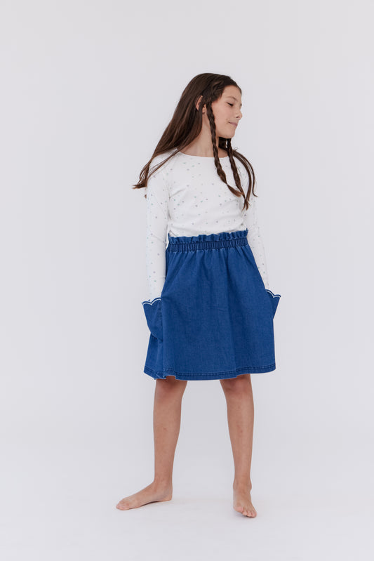 Blue Edge Stitch Skirt