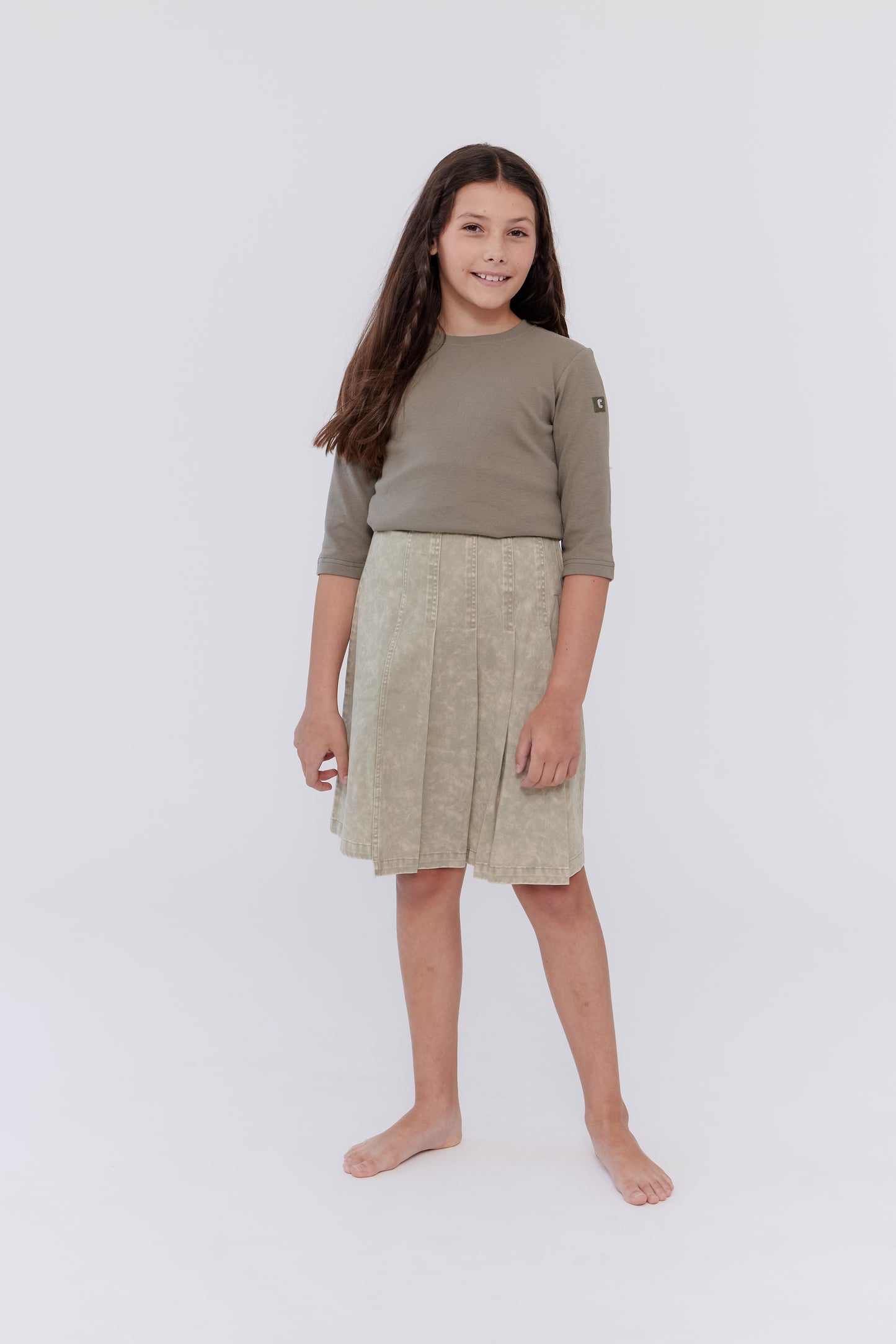 Vintage Green Rib Wash Tee (Girls)