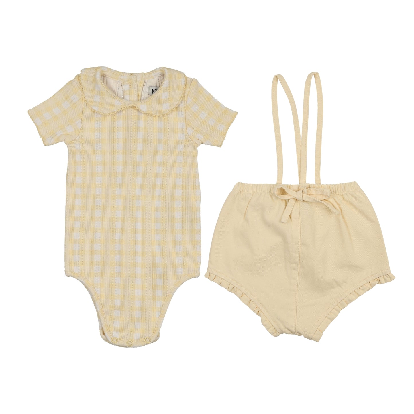 Ruffled Overall with Straps- Yellow Denim
