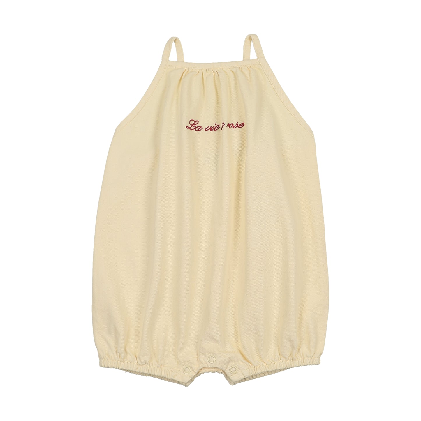 Denim Short Bubble Romper- Yellow Denim