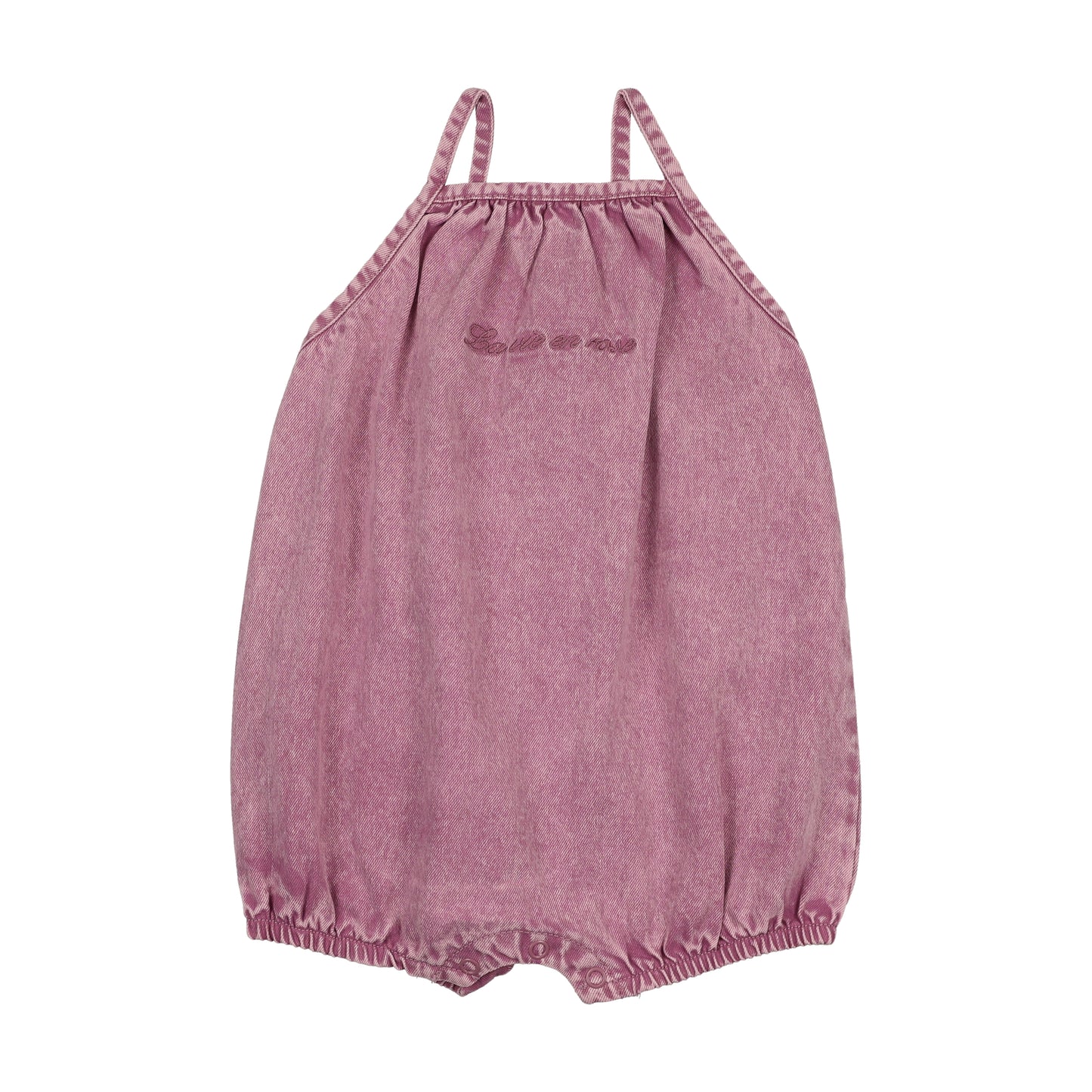Denim Short Bubble Romper- Mauve Denim