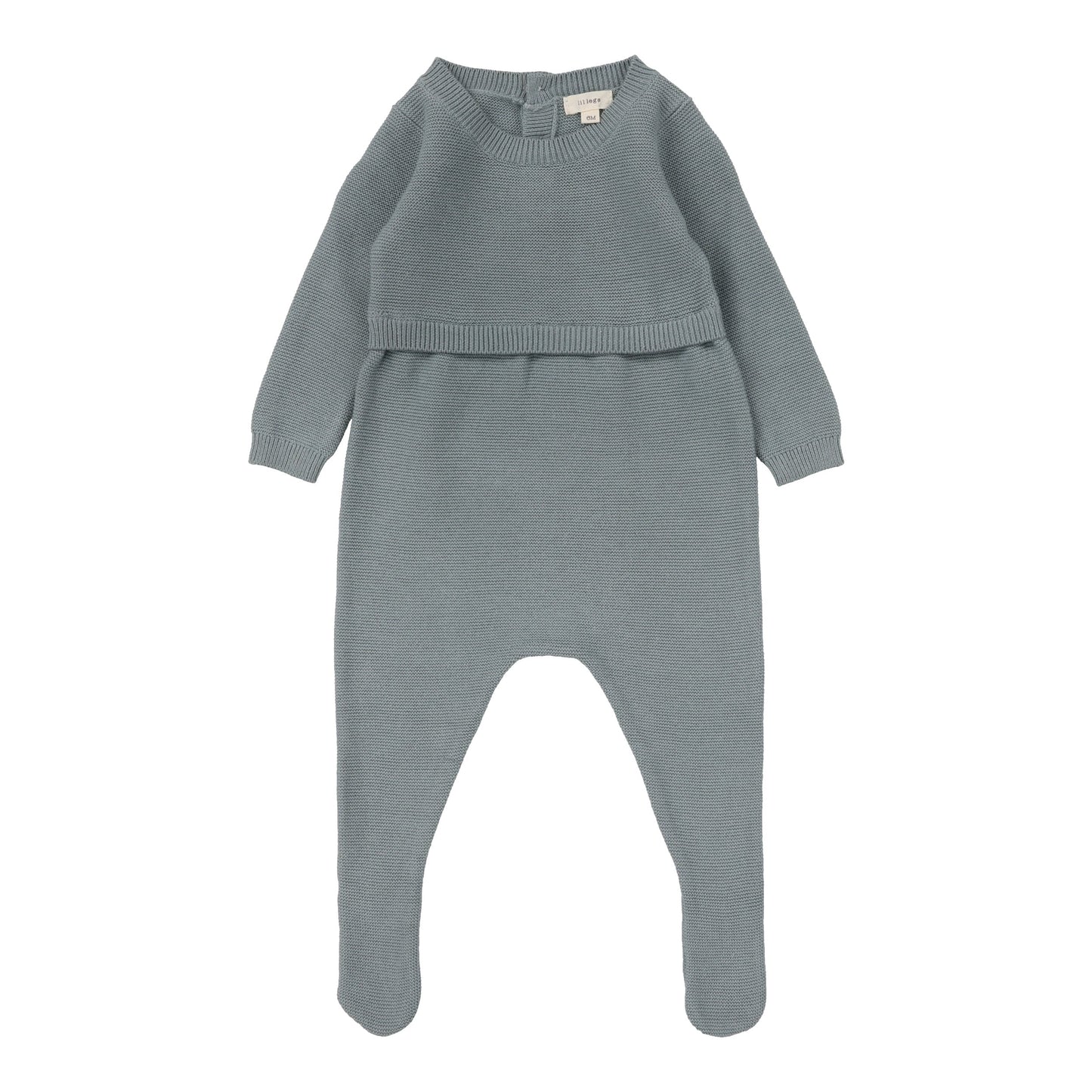 Knit Footie Dusty Blue
