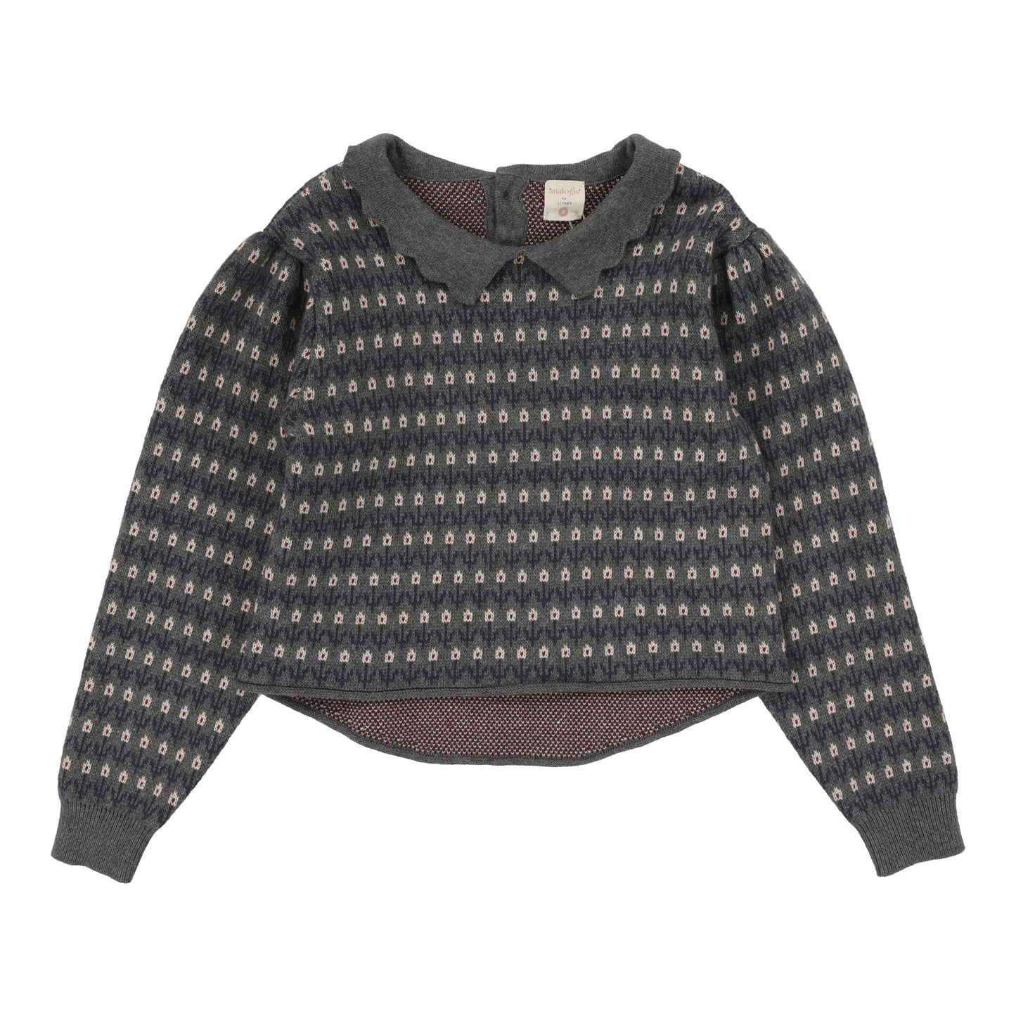 Floral Knit Sweater Mid Grey