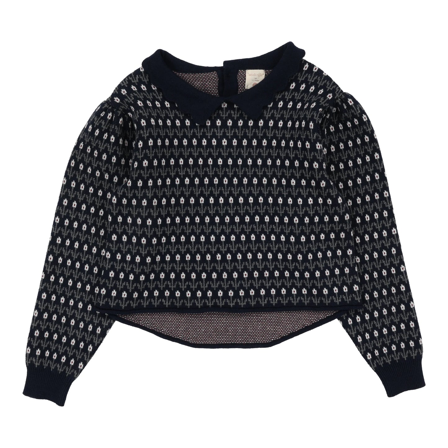 Floral Knit Sweater Navy Multi