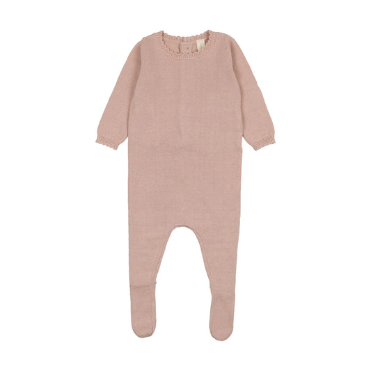 Dotted Knit Footie- Pink
