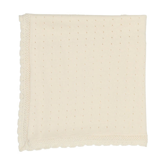 DOTTED OPEN KNIT BLANKET- cream