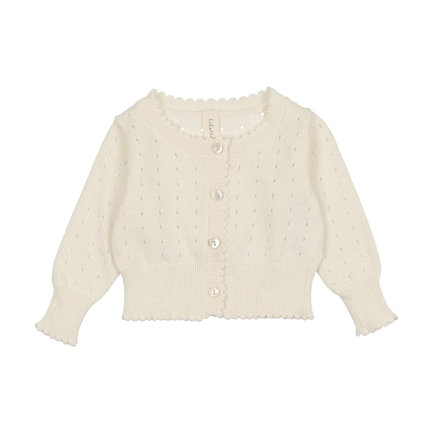 DOTTED OPEN KNIT CARDIGAN- Cream