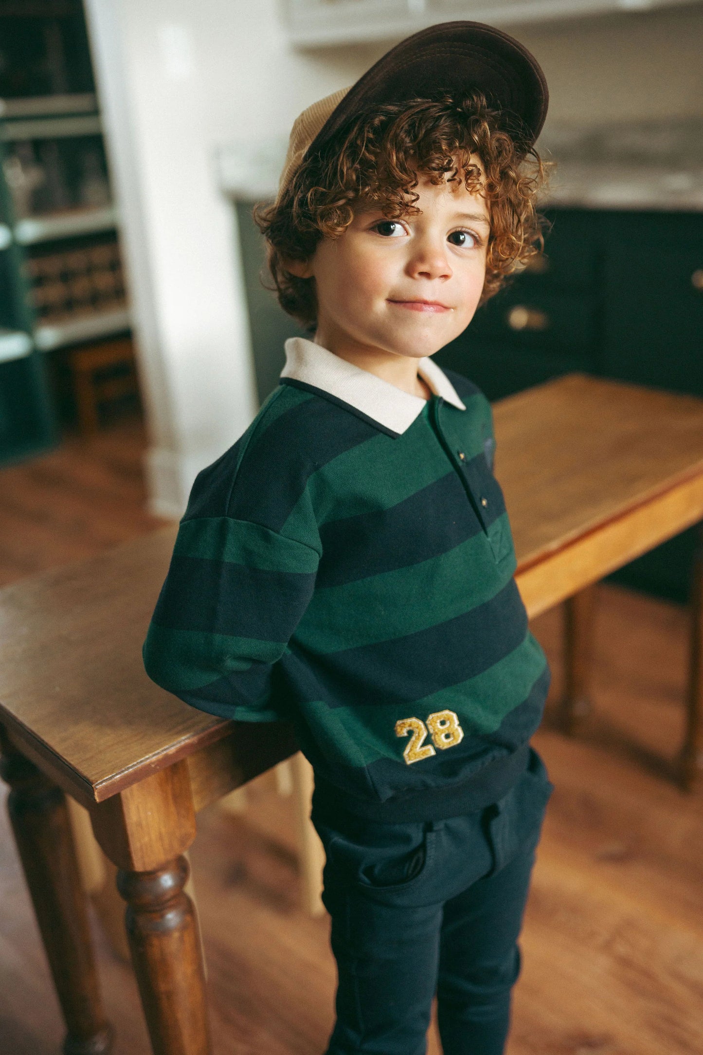 Fan Club Polo Sweatshirt- Varsity/Navy Green