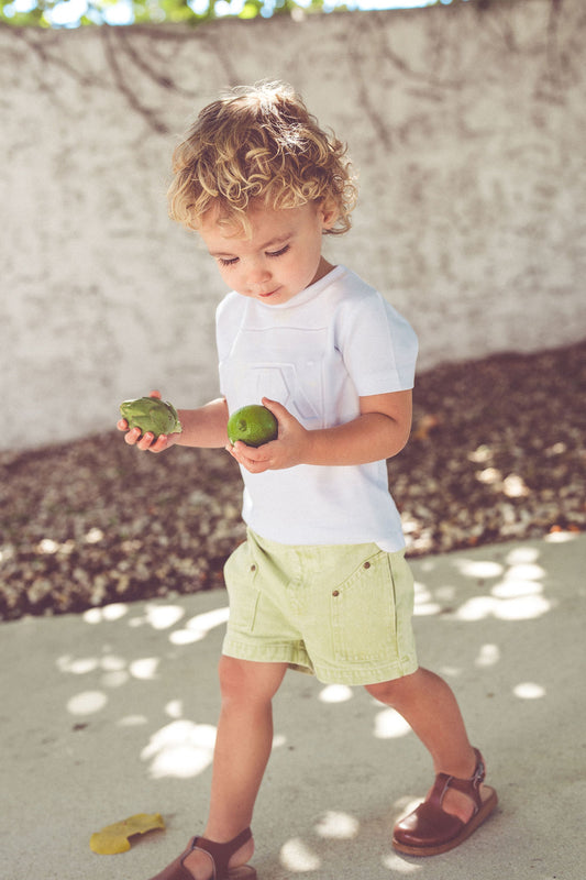 Pocket Detail Denim Shorts- Washed Mint