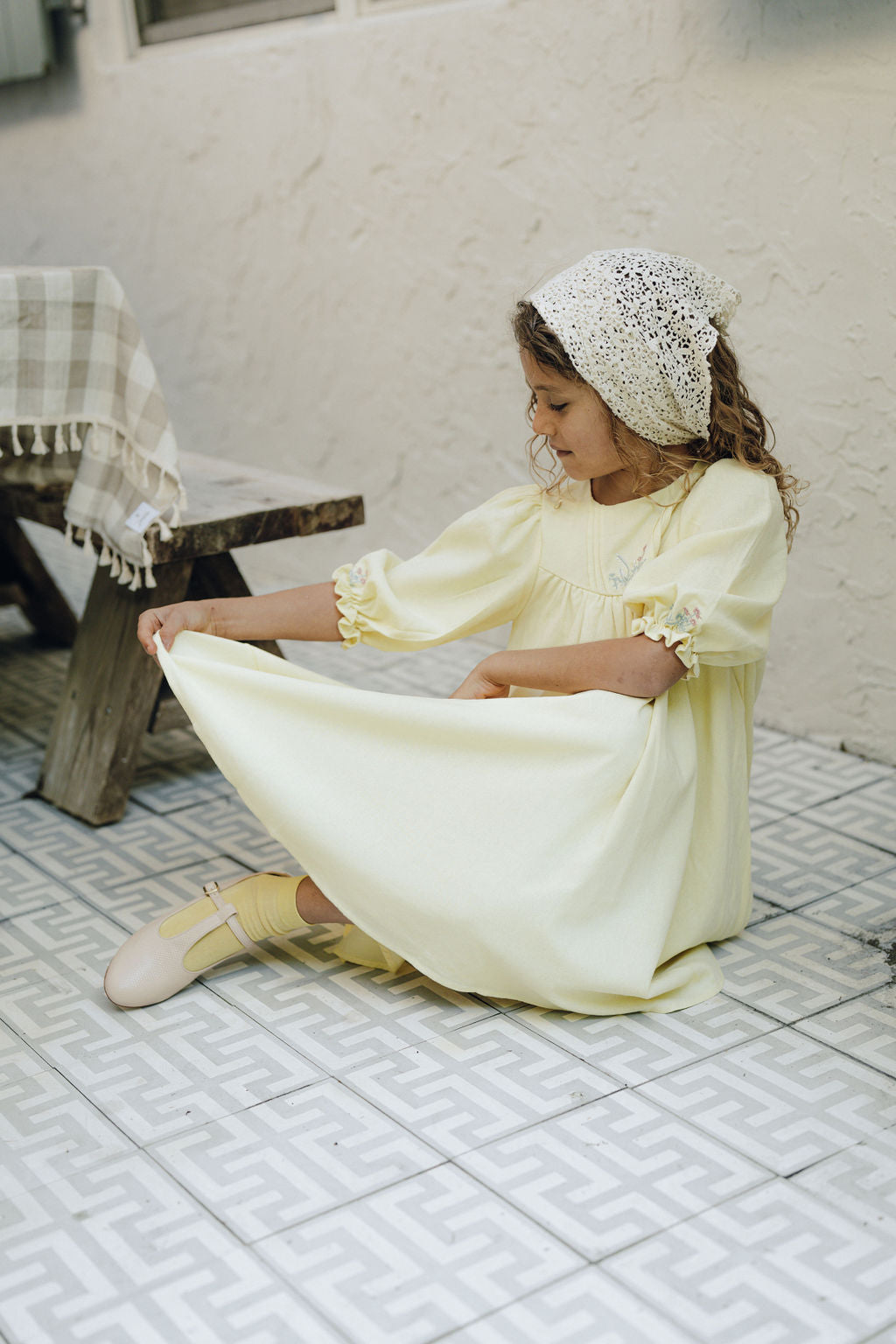 Pale Banana Pintucks Dress