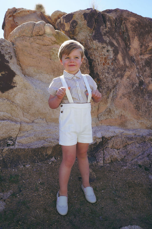 Cream Oversized Striped Shirt
