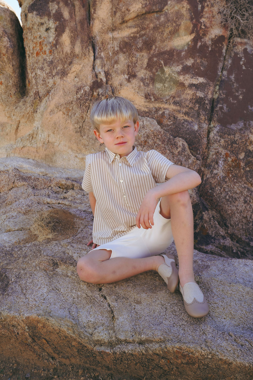 Cream Oversized Striped Shirt