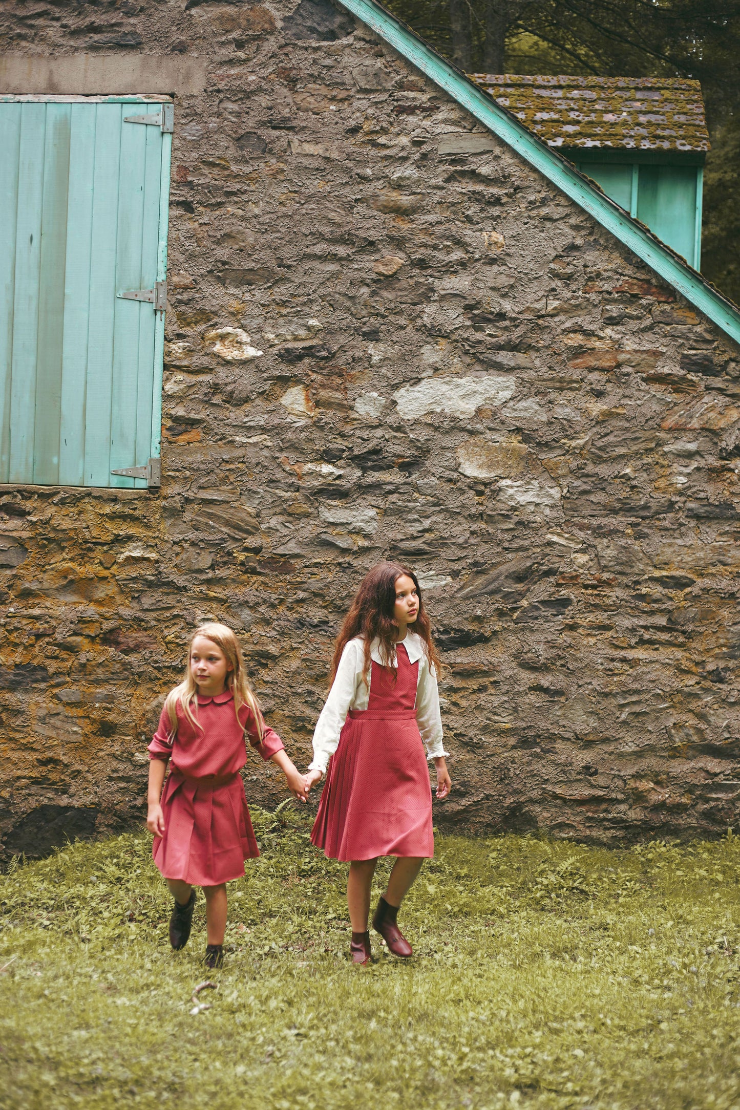 Girls Striped Logo Blouse and Skirt Set