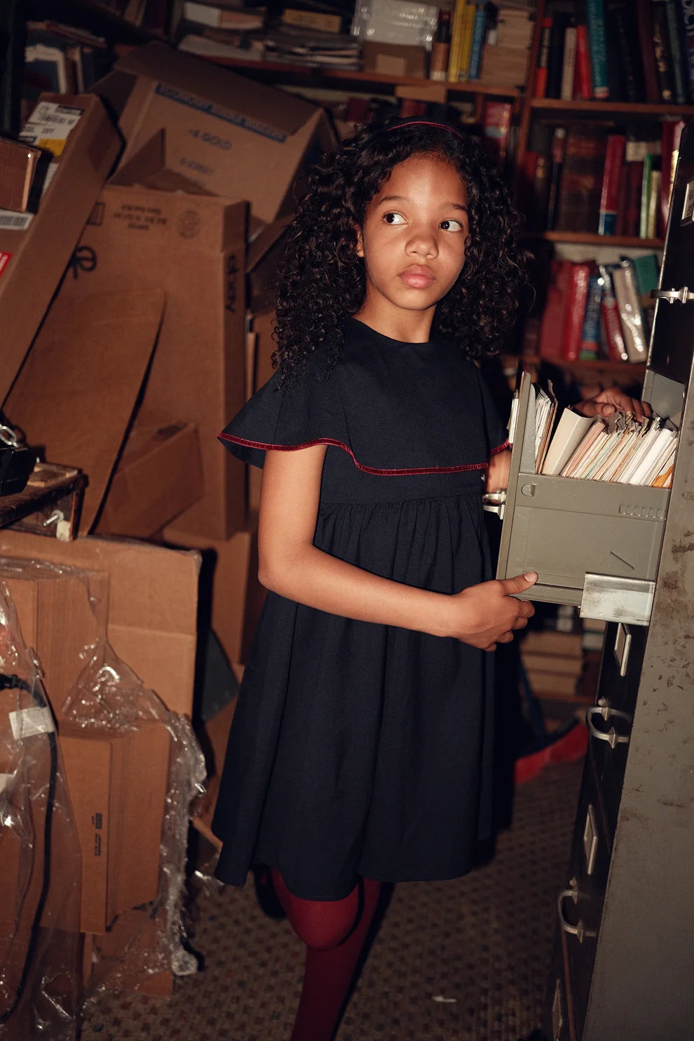 Wool Velvet Trim Dress