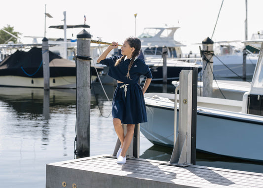 Girls Polo Long Sleeve- Navy