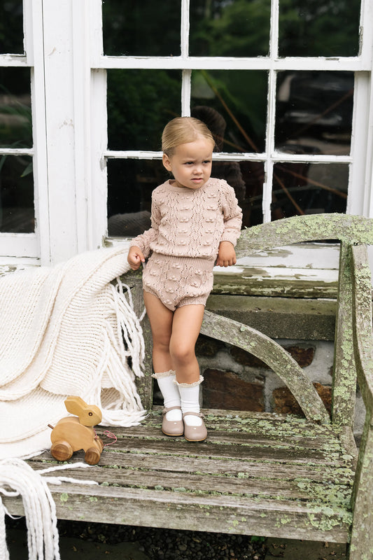 Baby Girl Knit Romper Dusty Pink