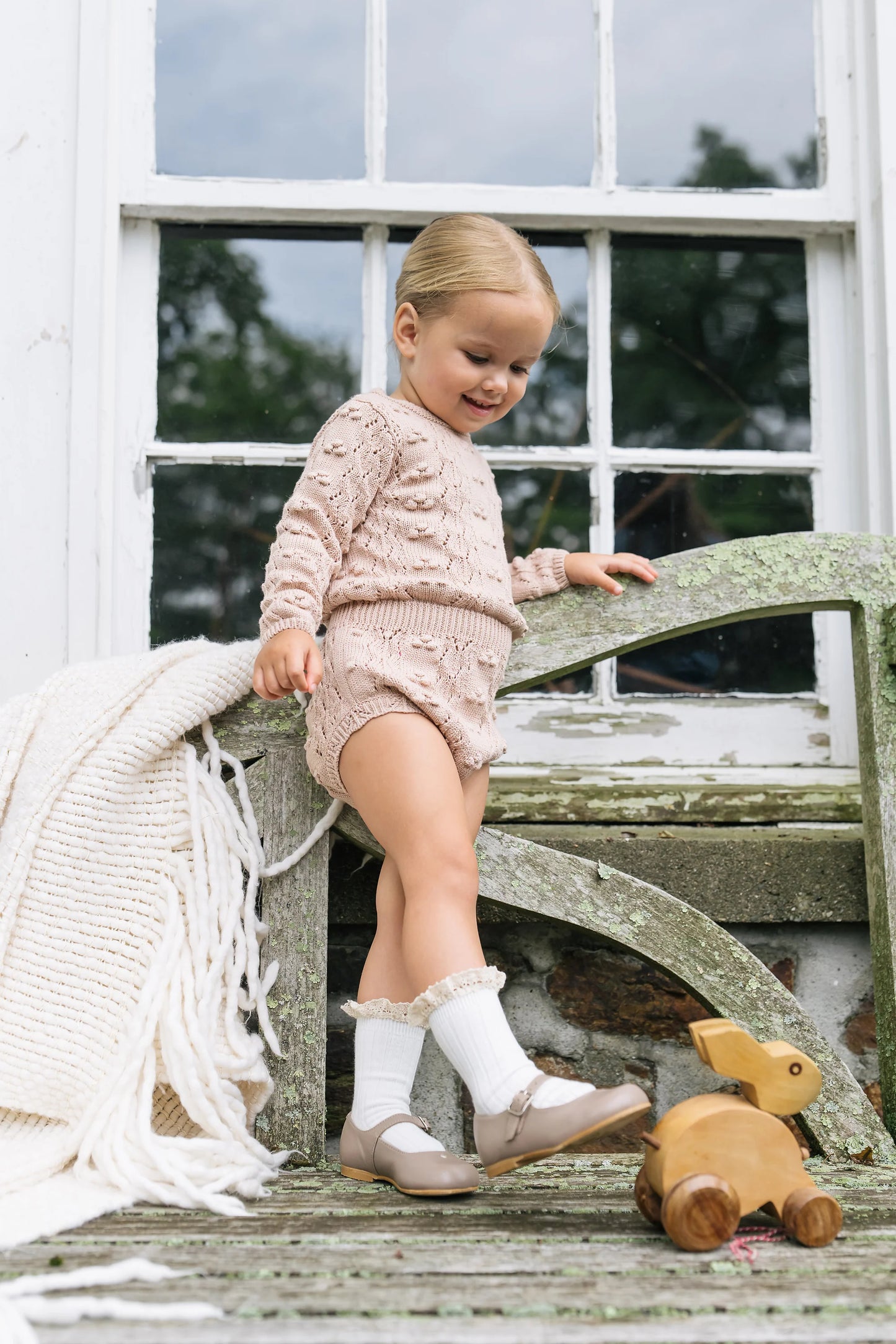 Baby Girl Knit Romper Dusty Pink