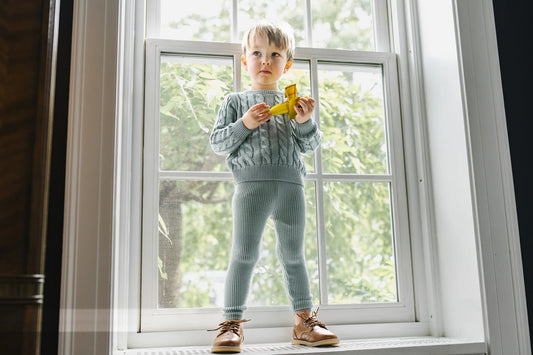Cable Knit Set Dusty Blue