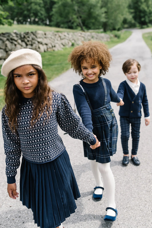 Floral Knit Sweater Navy Multi