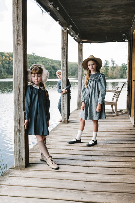 Crochet Collar Dress Slate