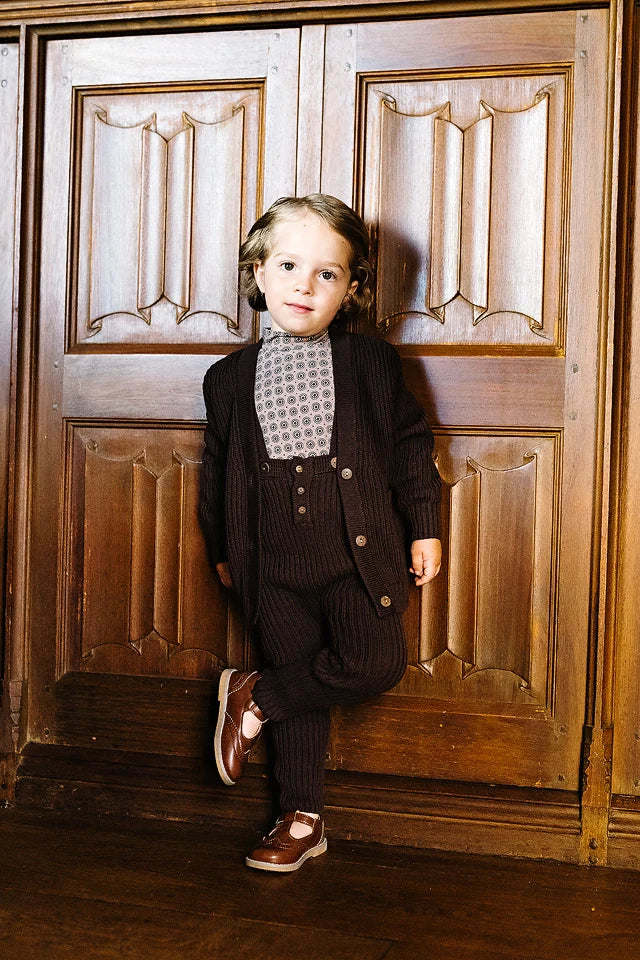 Toddler Rib Knit Overall- Chocolate Brown