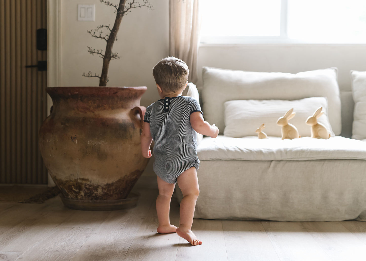 STRIPE KNIT ROMPER- OFF NAVY