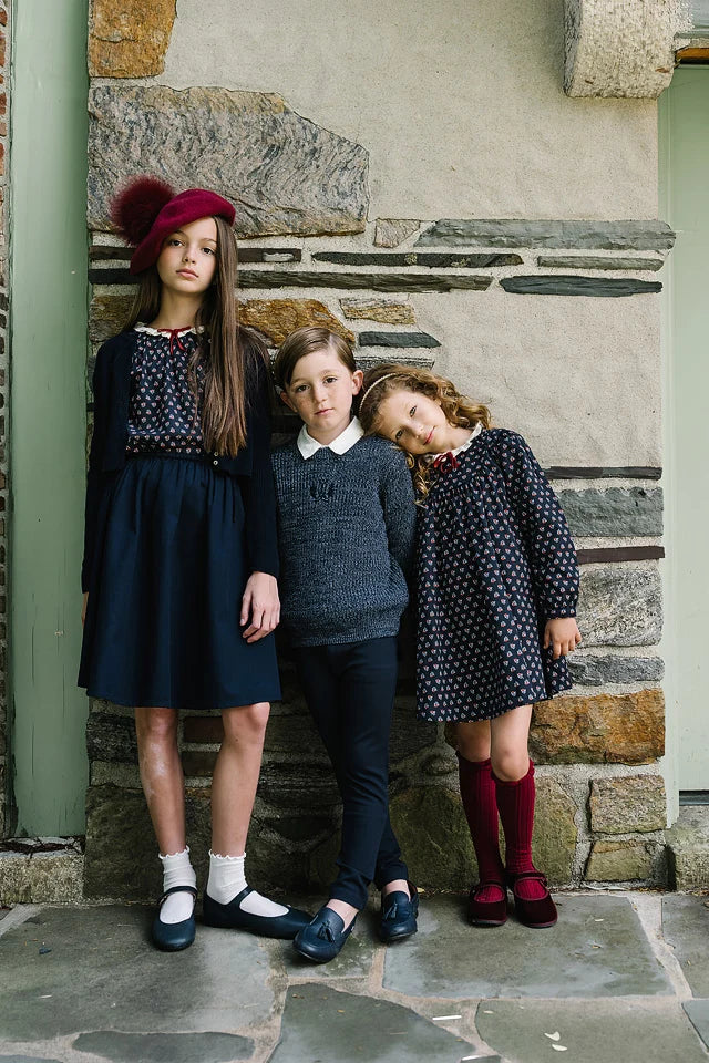 Marled Boys Crew Neck- Navy