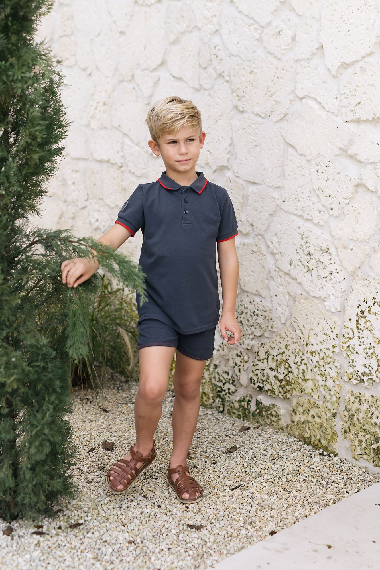 RIBBED TRACK SHORTS- OFF NAVY