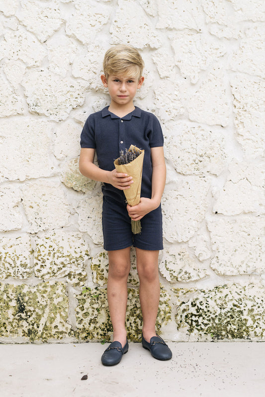 KNIT GRANDPA SHIRT-OFF NAVY