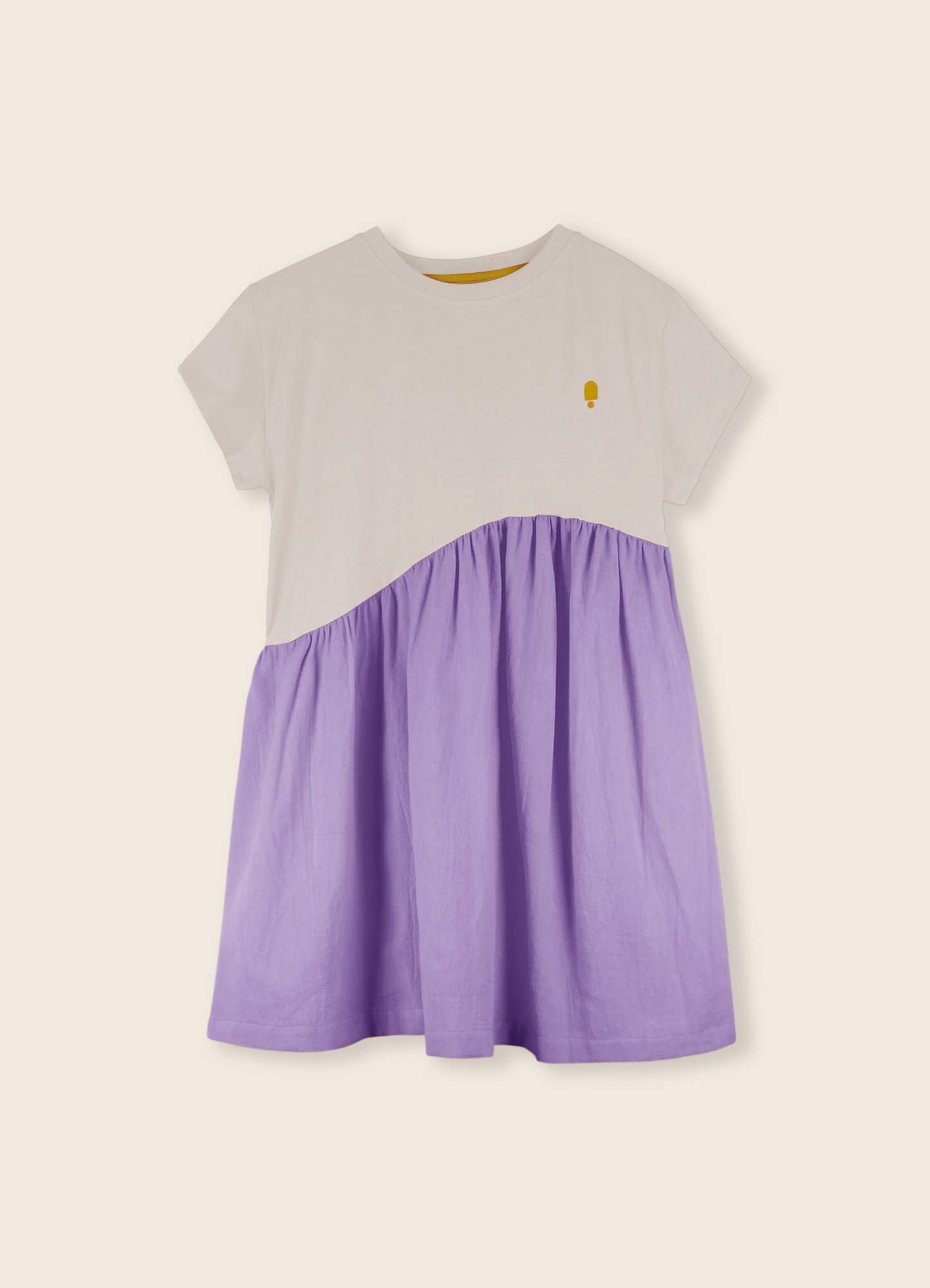 Combined Dress Seedpearl & Lilac/ Jersey & Woven