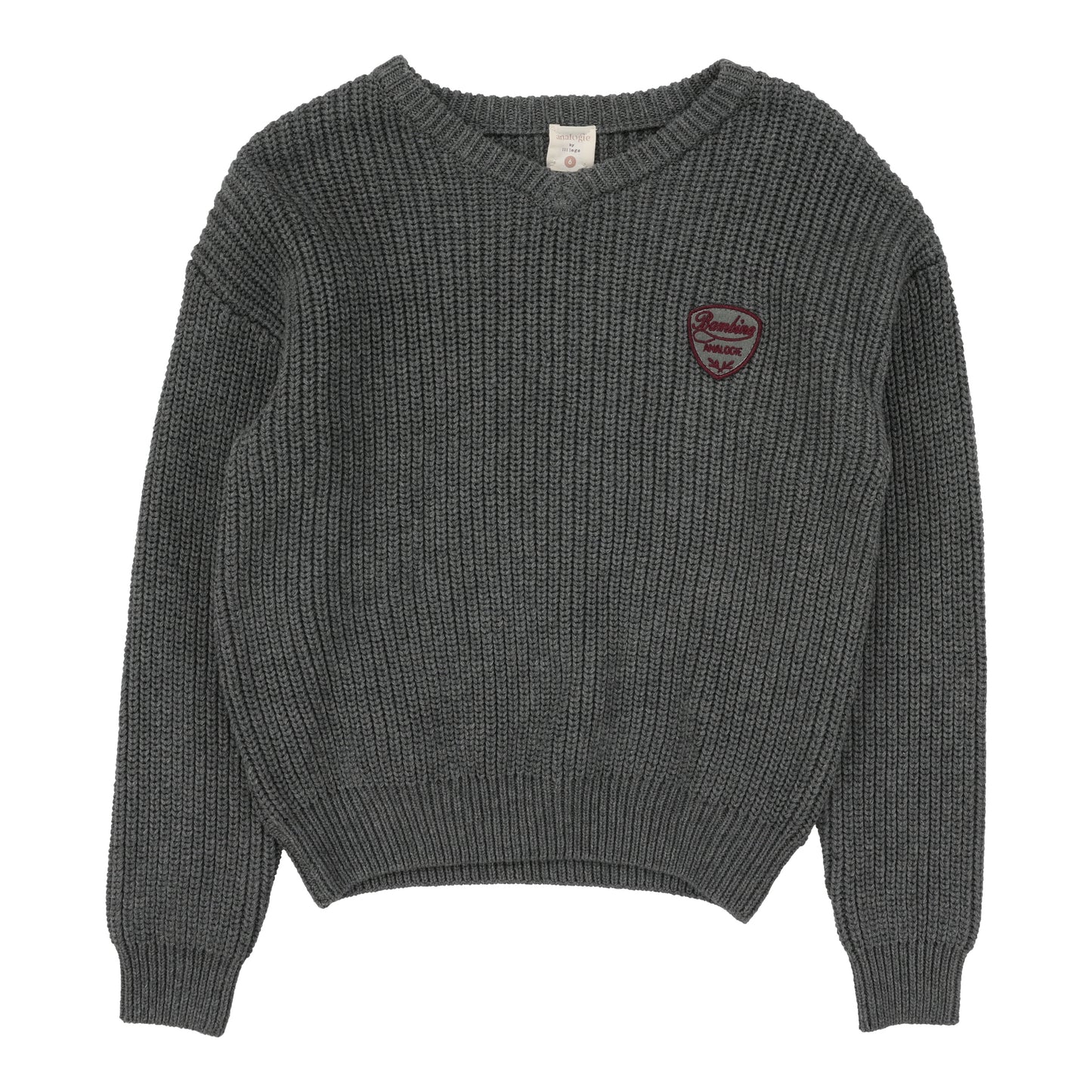 Knit VNeck Sweater Mid Grey
