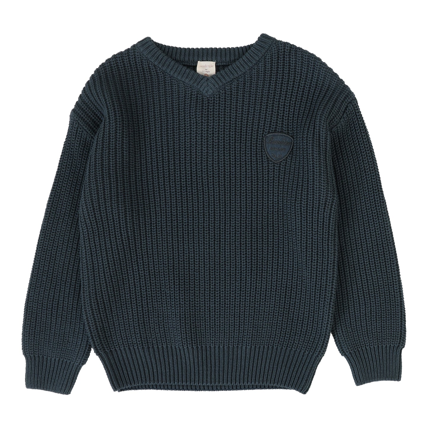 Knit VNeck Sweater Slate
