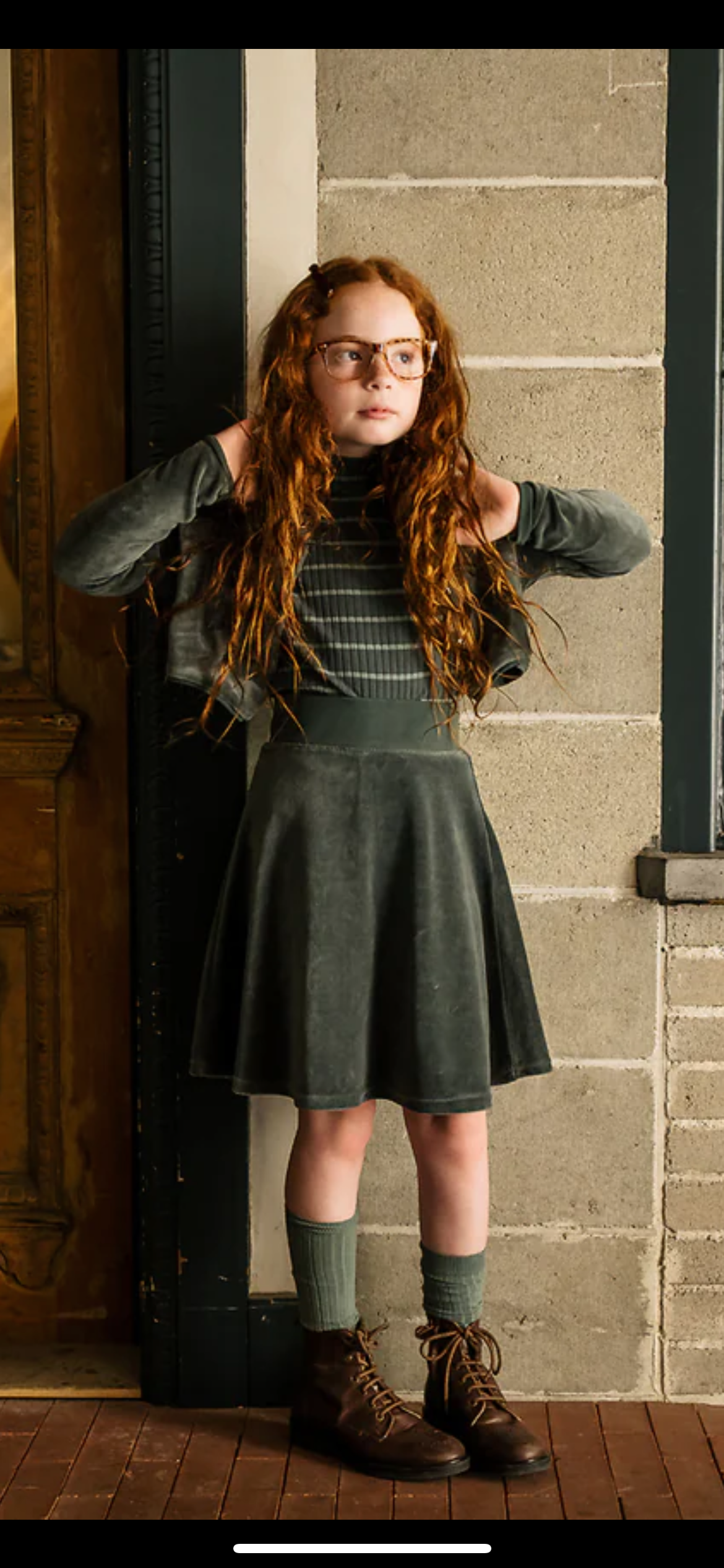 Velour Circle Skirt Green