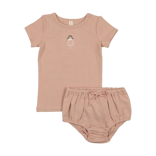 Embroidered Bloomer Set- Pink Doll